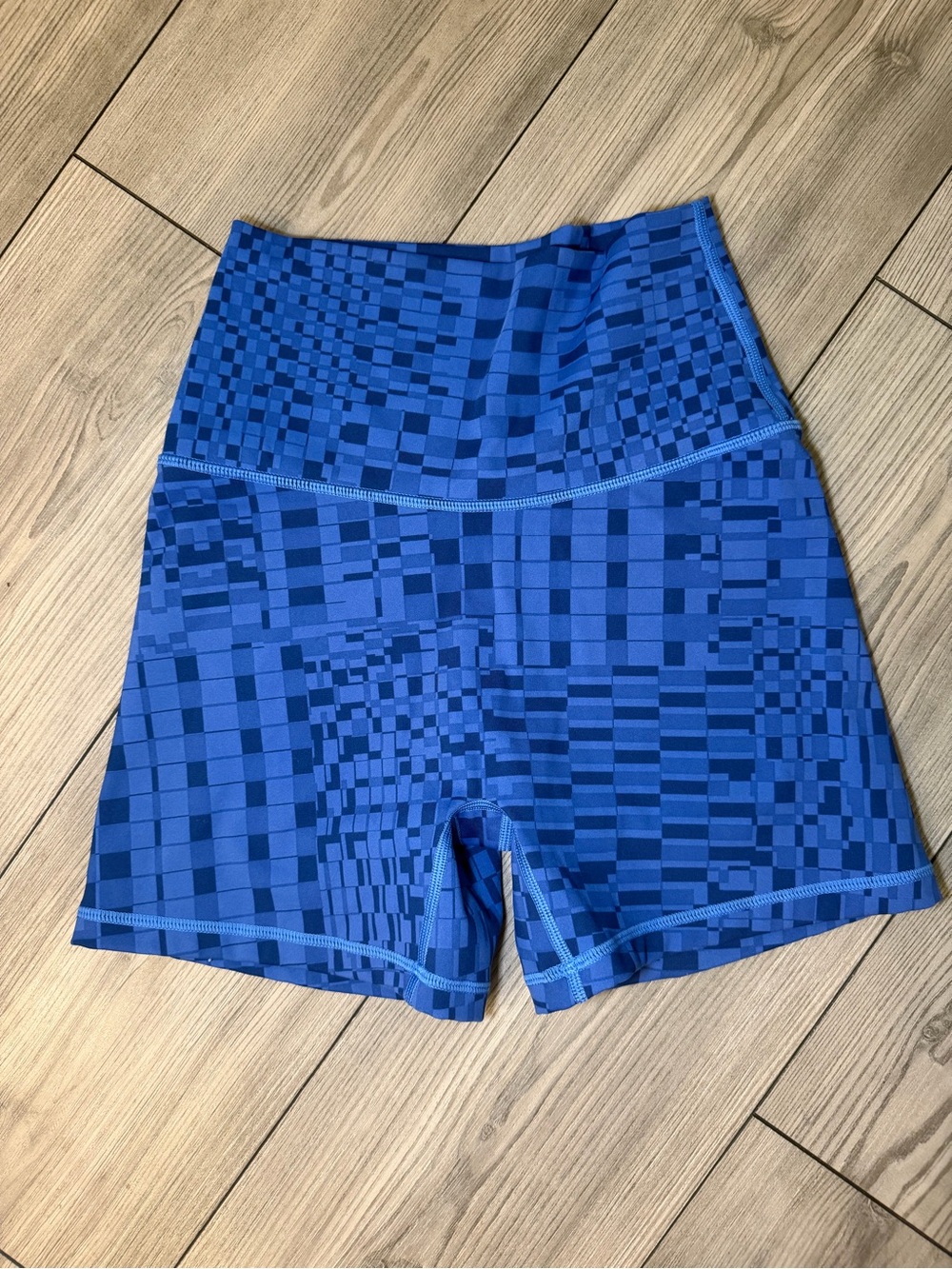 aerie offline Royal Blue Geometric High-Rise Bike Shorts size small